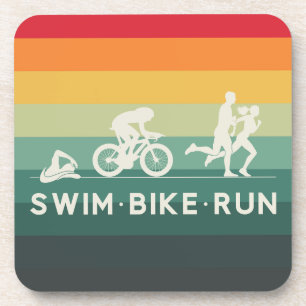 Dessous-de-verre Retro Swim Bike Run Triathlon Icon Series
