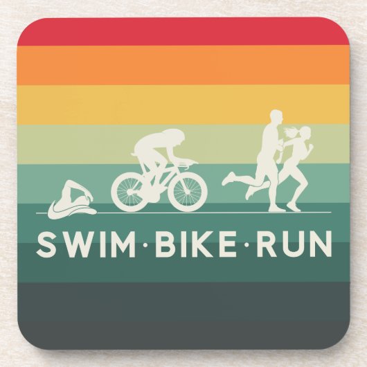 Dessous-de-verre Retro Swim Bike Run Triathlon Icon Series (Devant)