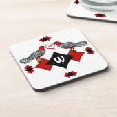 Dessous-de-verre Rétros diamants, oiseaux et coeur (Côté gauche)