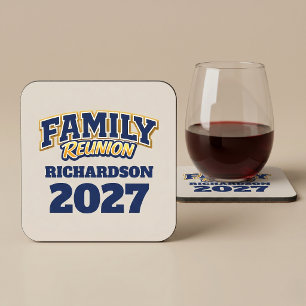 Dessous-de-verre Réunion de famille nom personnalisé année