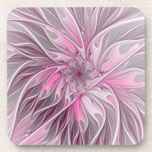Dessous-de-verre Rêve de fleur rose fractal, Motif d'Imaginaire flo