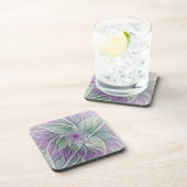 Dessous-de-verre Rêve de fleurs, Abstrait violet vert Fractal Art (Côté Droit)