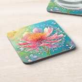 Dessous-de-verre Rêve papillon rose en fleur (Côté gauche)