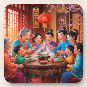 Dessous-de-verre Réveillon de nouvel an chinois en famille