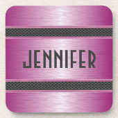 Dessous-de-verre Revêtement métallique Pastel rose Design en alumin (Devant)