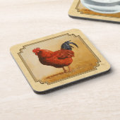 Dessous-de-verre Rhode Island Red Rooster Yellow Arrière - plan (Côté gauche)