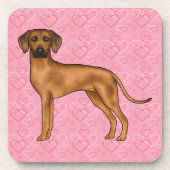 Dessous-de-verre Rhodesian Ridgeback Chien Love Coeur Motif rose (Devant)