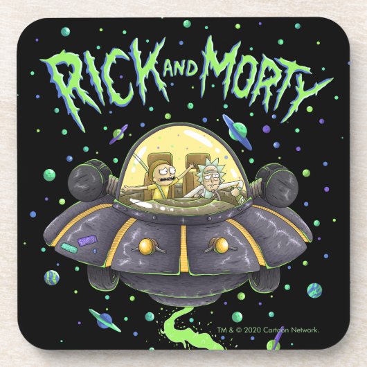 Dessous-de-verre RICK ET MORTY™ | Graphique de vol spatial illustré (Devant)