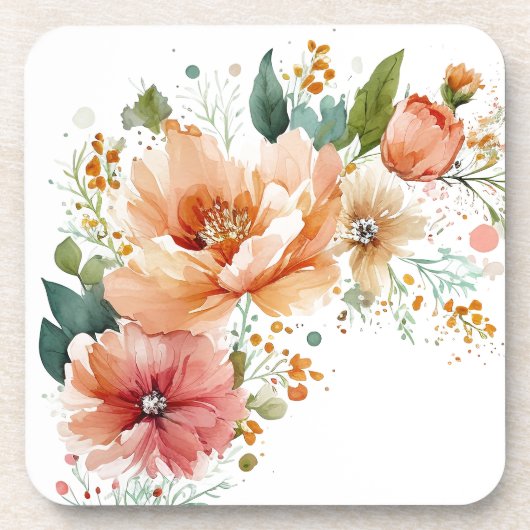 Dessous de verre rigide en plastique floral (Devant)