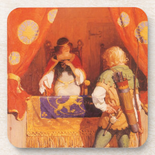 Dessous-de-verre Robin des Bois vintage rencontre la vierge de Mari