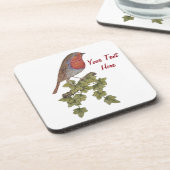 Dessous-de-verre Robin perché sur des oiseaux sauvages de feuilles (Côté gauche)