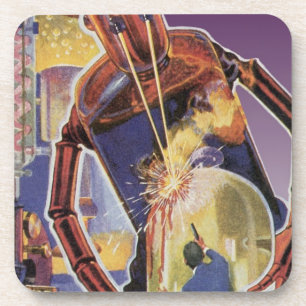 Dessous-de-verre Robot de science-fiction vintage avec des yeux à f