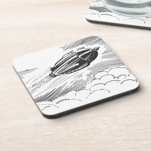 Dessous-de-verre Rocket de vaisseau spatial de science-fiction vint (Côté gauche)