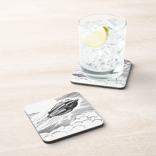 Dessous-de-verre Rocket de vaisseau spatial de science-fiction vint (Côté Droit)