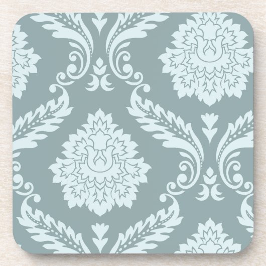 Dessous-de-verre Rococo Damask Art I Duck Egg Blue+Teal (Devant)