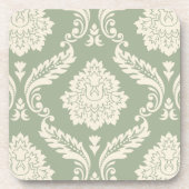 Dessous-de-verre Rococo Damask Lg Pattern Cream on Green (Devant)