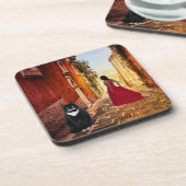 Dessous-de-verre Romantic Italian Village Tuxedo Cat Coaster (Côté gauche)