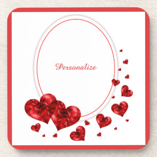 Dessous-de-verre Romantique Coeurs rouges Élégant Romance Personnal