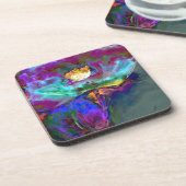 Dessous-de-verre Romantique élégant violet turquoise peinture de fl (Côté gauche)