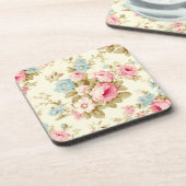 Dessous-de-verre Romantique rose Rose anglais sur jaune pâle (Côté gauche)