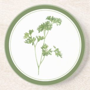DESSOUS DE VERRE rond de grès PARSLEY FRAIS -texte