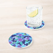 Dessous de verre rond en grès bleu camouflage (Côté)