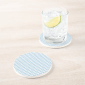 Dessous de verre rond en grès, Chevrons Bleus et B (Côté)