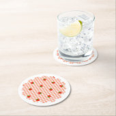 DESSOUS-DE-VERRE ROND EN PAPIER いちご&ギンガムチェック(サーモンピンク)    (En situation)