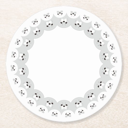 DESSOUS-DE-VERRE ROND EN PAPIER ぐるっとあにまる「カワイイアザラシ親子」 (Devant)