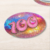 Dessous-de-verre Rond En Papier 100e fête d'anniversaire Gold rose Parties scintil (Incliné)