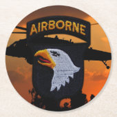 Dessous-de-verre Rond En Papier 101e ABN Airborne hurlant Aigles Veterans LRRP (Devant)