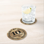 Dessous-de-verre Rond En Papier 10e anniversaire de l'entreprise Logo Gold (En situation)