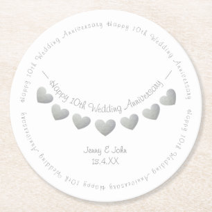 Dessous-de-verre Rond En Papier 10e anniversaire mariage de la boîte de conserve