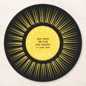 Dessous-de-verre Rond En Papier 2026 Total solar eclipse your text personalized (Devant)