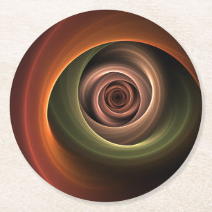 Dessous-de-verre Rond En Papier 3D Spirale Abstraite couleurs chaudes Art fractal