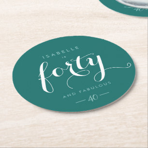 Dessous-de-verre Rond En Papier 40Anniversaire Fête Invitation Glamour