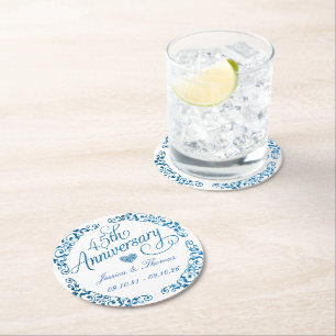 Dessous-de-verre Rond En Papier 45e anniversaire du Mariage Sapphire