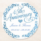 Dessous-de-verre Rond En Papier 45e anniversaire du Mariage Sapphire (Devant)