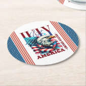 Dessous-de-verre Rond En Papier 4th of July American Eagle Sublimation-61904 (Incliné)