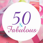 Dessous-de-verre Rond En Papier 50 et fabuleux Anniversaire rose bleu violet<br><div class="desc">Prévoyez-vous une fête d'anniversaire à thème 50 & Fabuleux pour la femme d'anniversaire spéciale de votre vie? Ce dessous de verre de papier d'anniversaire dit 50 & Fabulous en rose,  bleu et violet.</div>