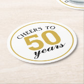 Dessous-de-verre Rond En Papier 50e anniversaire encourage à 50 ans d'or (Incliné)