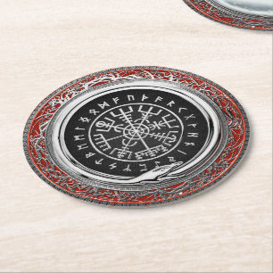 Dessous-de-verre Rond En Papier [510] Vegvisir - Viking Silver Magic Runic Compass