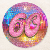 Dessous-de-verre Rond En Papier 60e fête d'anniversaire Gold rose Parties scintill (Devant)