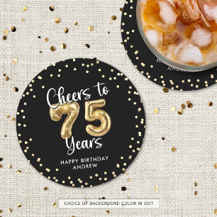 Dessous-de-verre Rond En Papier 75e anniversaire encourage à 75 ans Black Gold