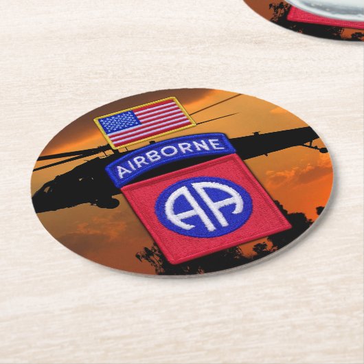 Dessous-de-verre Rond En Papier 82e ABN vétérans de la bragg (Incliné)