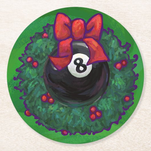 Dessous-de-verre Rond En Papier 8 Balle Fer de Noël (Devant)