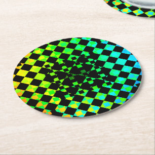 Dessous-de-verre Rond En Papier à damiers Twist par Kenneth Yoncich