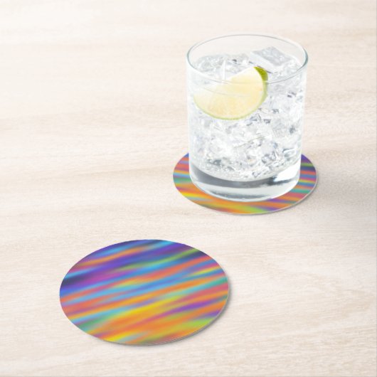 Dessous-de-verre Rond En Papier Abstrait Desert Sunset Sky Artwork (En situation)