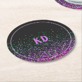 Dessous-de-verre Rond En Papier Accent de Parties scintillant couleur noire (Incliné)