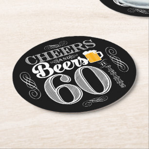 Dessous-de-verre Rond En Papier Acclamations et bières à 60 ans de dessous de